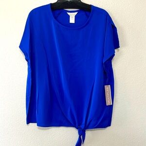 Women’s blouse by multiples blue‎ tie bottom 100% polyester multiple sizes